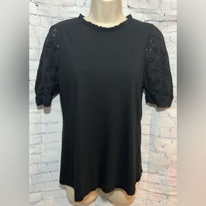 Banana Republic Eyelet Sleeve Blouse Black Size XS